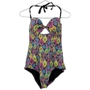 Bongo Colorful Neon Rainbow One Piece Swimsuit Retro medium